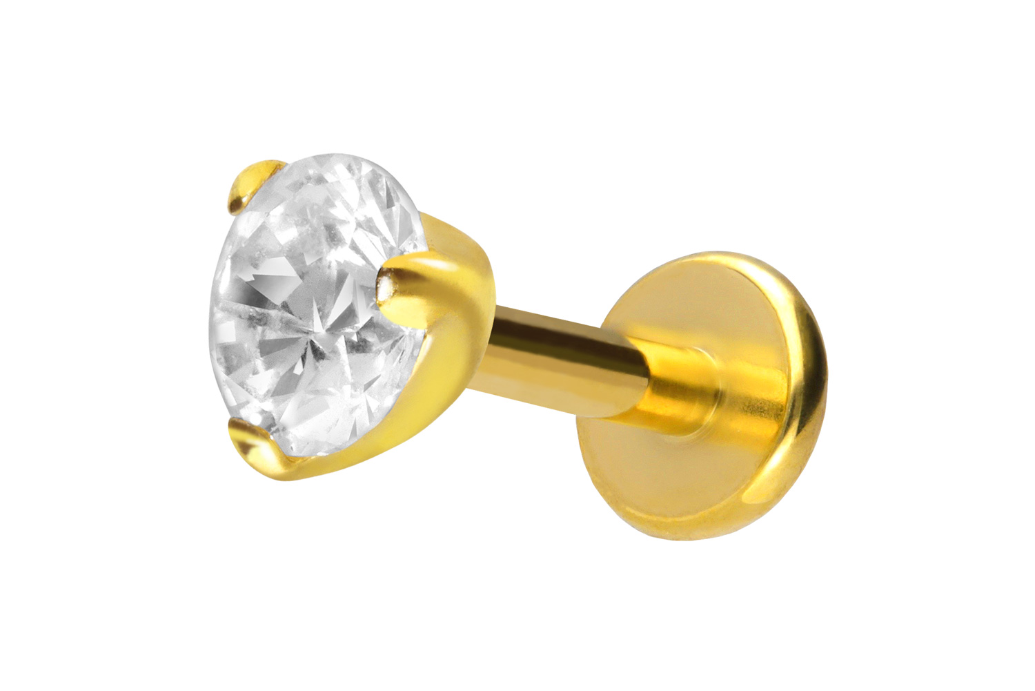 Titan Labret Piercing mit Innengewinde EINGEFASSTER KRISTALL